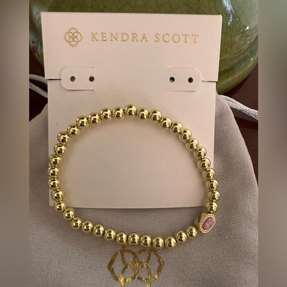 kendra scott mini elaina gold carnation kyocera opal stretch bracelet - Picture 3 of 9